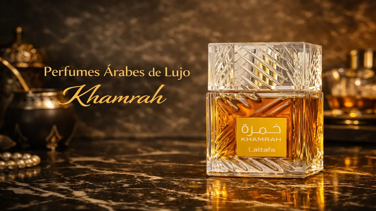 Frasco original de cristal del perfume Lattafa Khamrah en Argentina, fragancia árabe unisex dulce y licorosa.