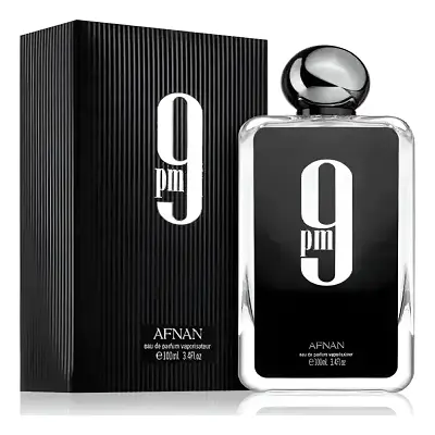 Inspección visual de la botella de vidrio pesado negro del perfume Afnan 9pm de 400x400 píxeles.