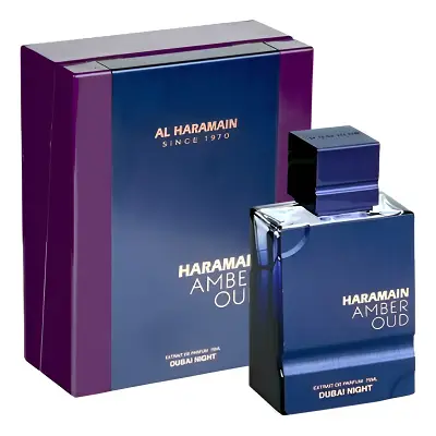 Inspección visual de la botella de Al Haramain Amber Oud Dubai Night de 400x400 píxeles.