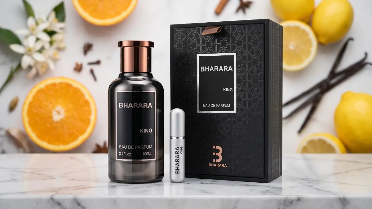 Frasco original del perfume Bharara King en Argentina, fragancia árabe frutal