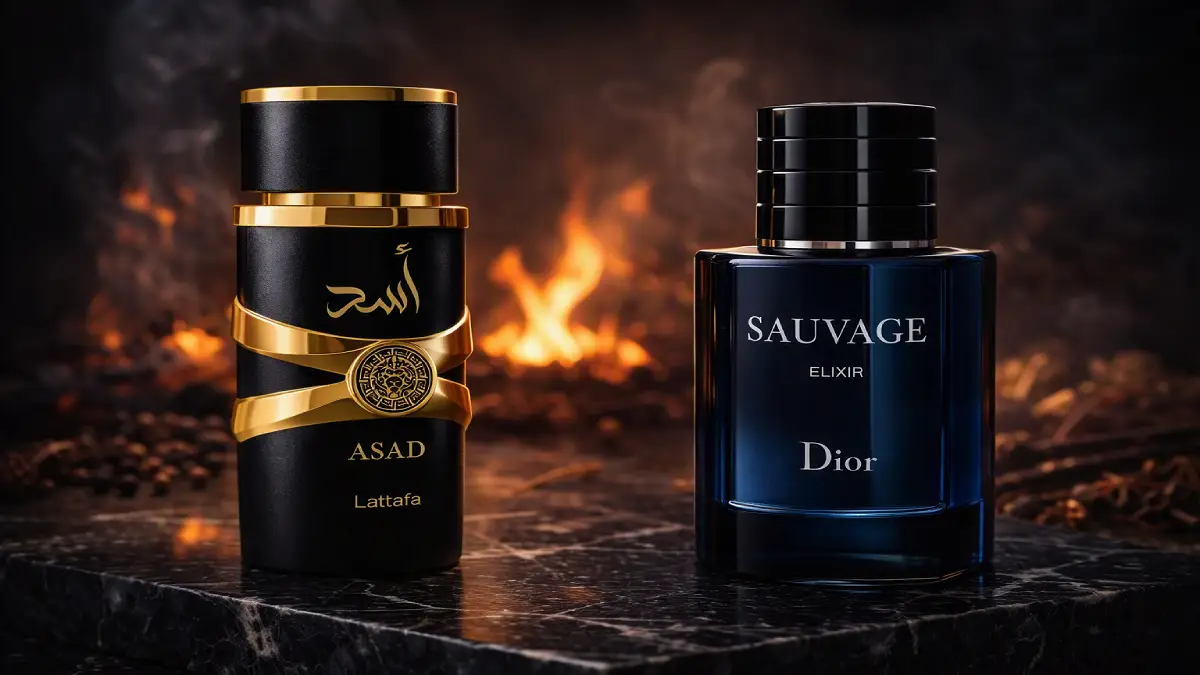 Duelo de perfumes Lattafa Asad vs Dior Sauvage Elixir en Argentina