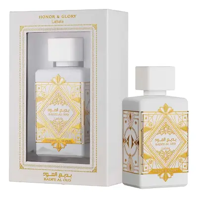 Frasco original de Lattafa Honor and Glory blanco