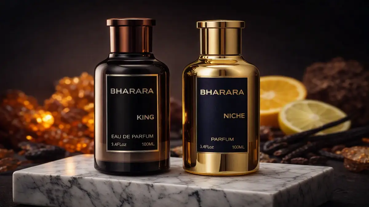 Colección de mejores perfumes Bharara en Argentina, destacando el frasco de Bharara King